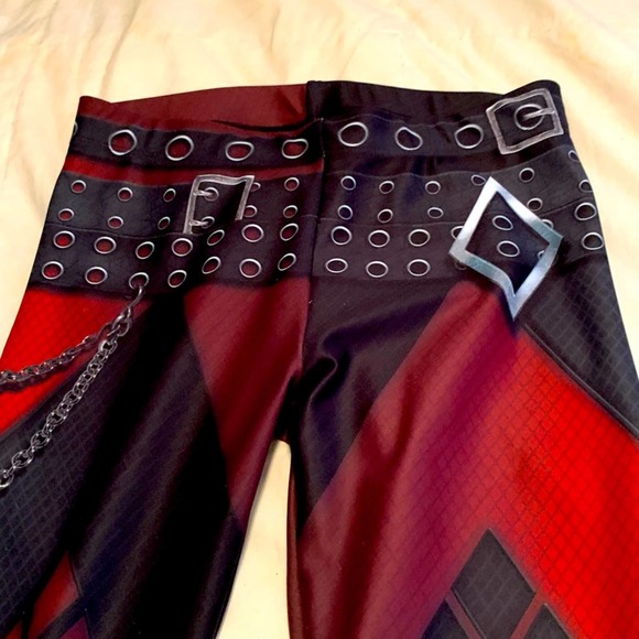 WOMENS POPRAGEOUS DEADPOOL THEME ATHLETIC LEGGINGS SIZE SMALL NICE - Picture 3 of 4